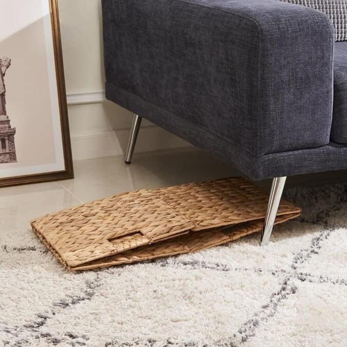 6 Pcs Water Hyacinth Storage Baskets, Square Woven Baskets under Shelf Cabinet30 x 30cm - image 4