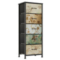 CAIYUN 5-Drawer Floral Fabric Chest – Tall Bedroom Storage Dresser