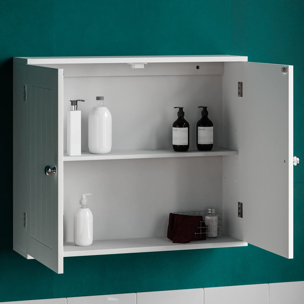 Bath Vida Priano Wall Mounted Bathroom Cabinet - Double Door White MDF