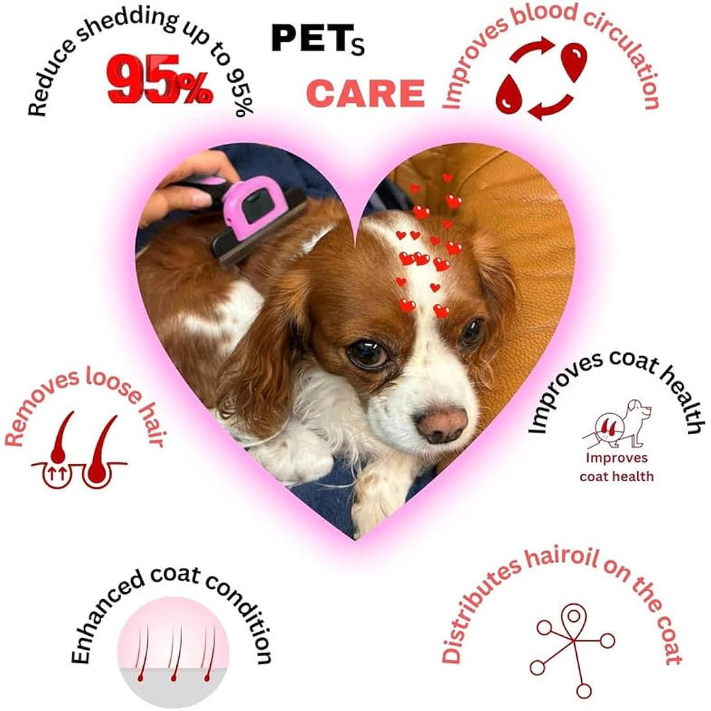 Laadi Pet Deshedding Brush for Dogs and Cats - Pink, Large Size