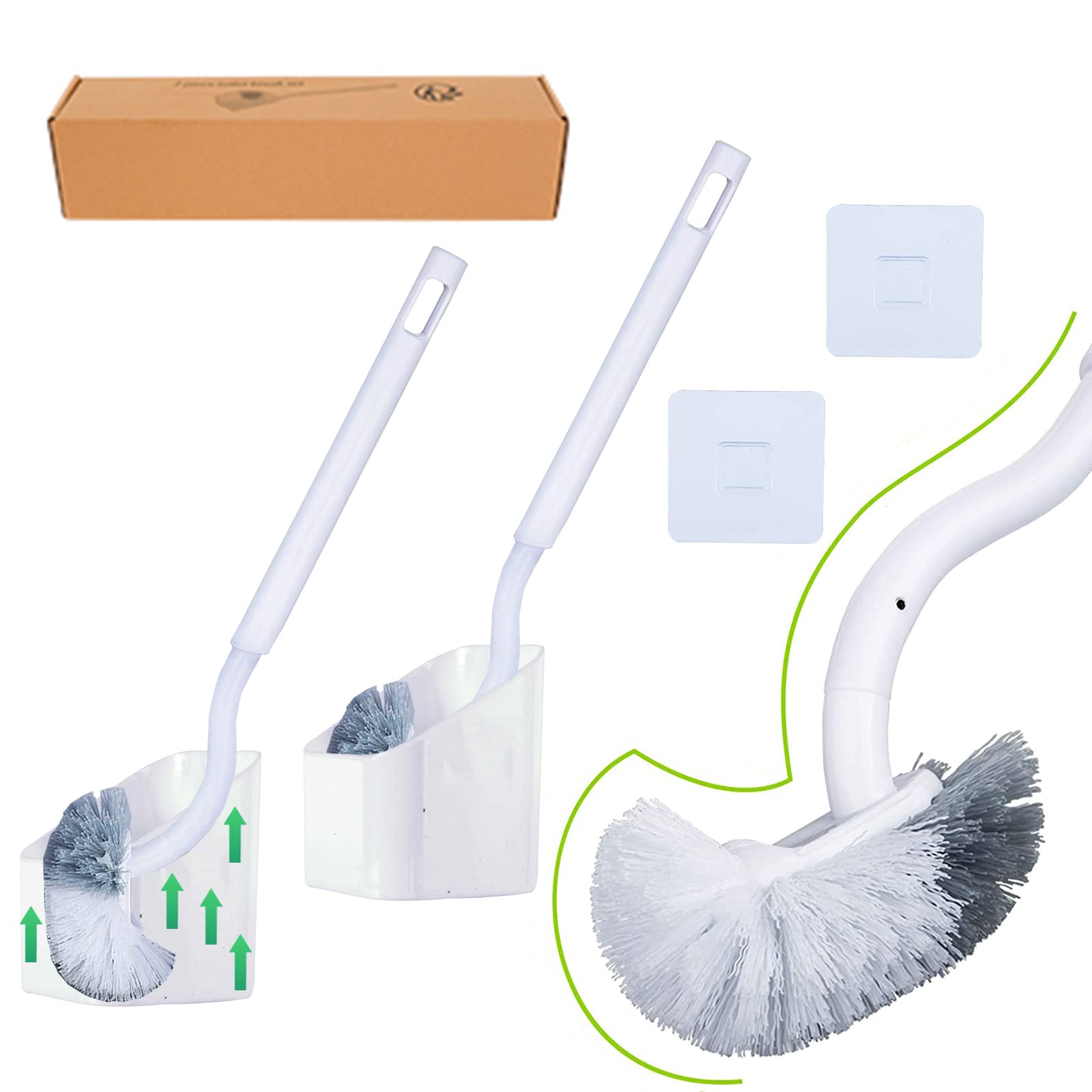EINESIN 2-Pack Toilet Brush Set | Slim C-Type Deep Cleaning Scrubber