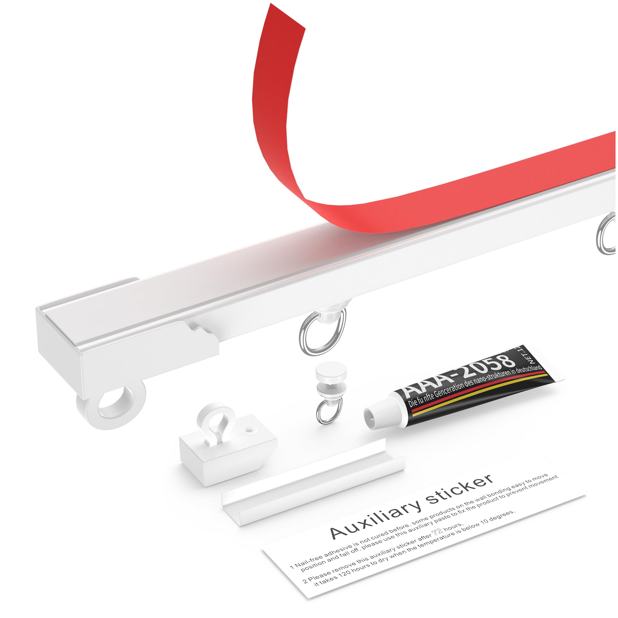 YLNANMI No Drill Self Adhesive Curtain Track - 320cm PVC Ceiling Mount Rail