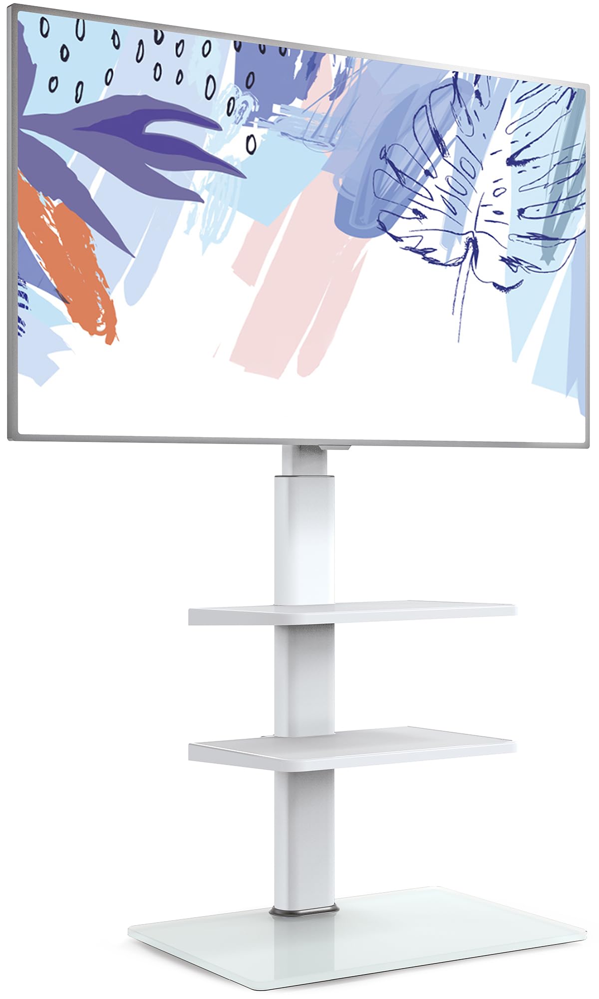 FITUEYES White TV Floor Stand for 32-60 Inch TVs | Swivel & Height Adjust