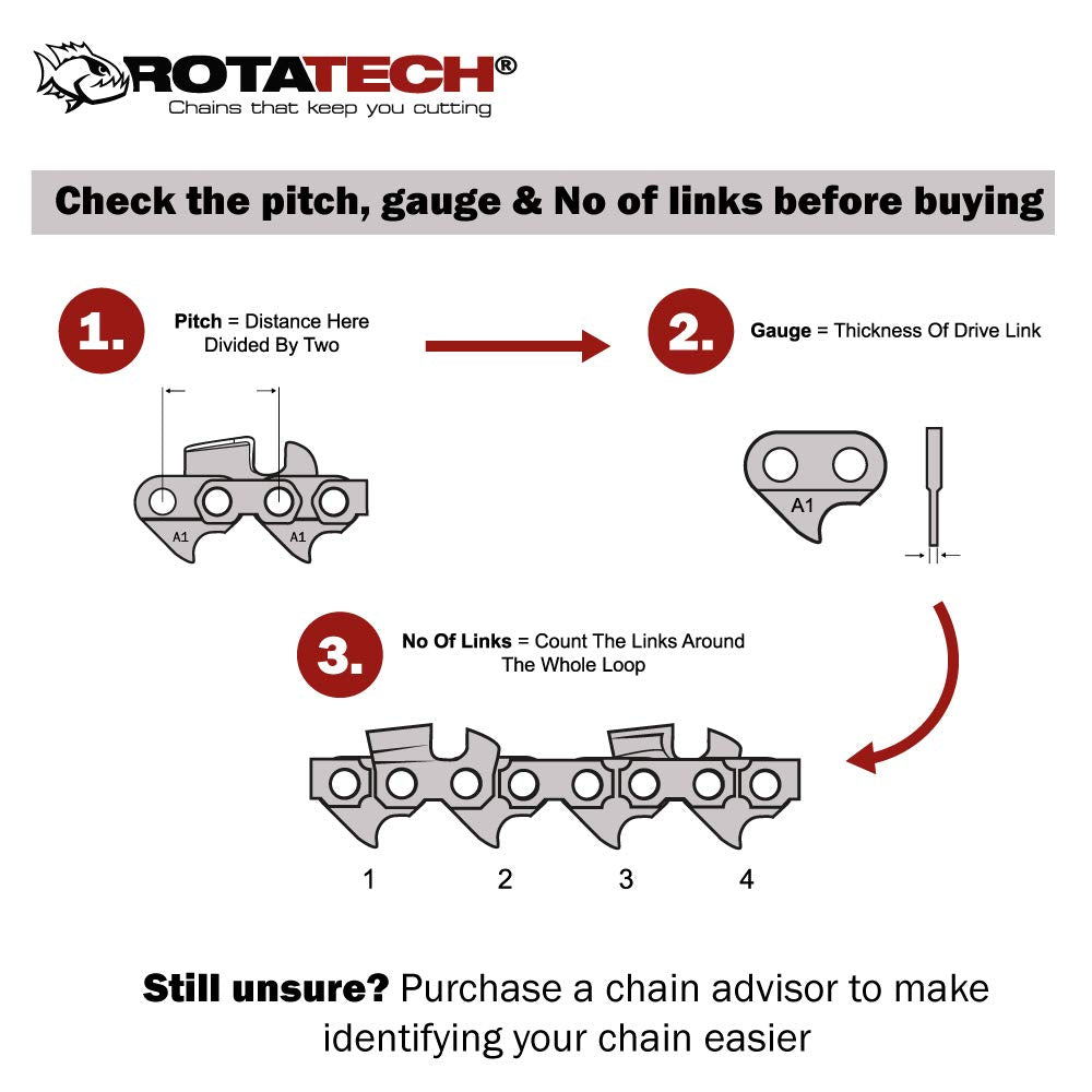 Rotatech 15" Chainsaw Guide Bar & Chain Pack for Husqvarna - .325" 1.5mm