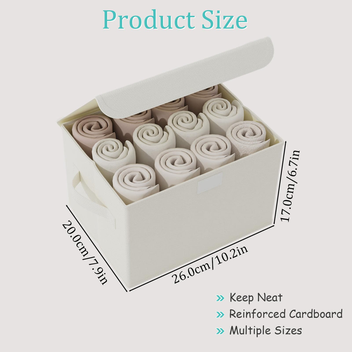 GUOHNHE Storage Bin with Lid, Closet Boxes, 2 Pack, Beige, 26x20x17 cm - image 3