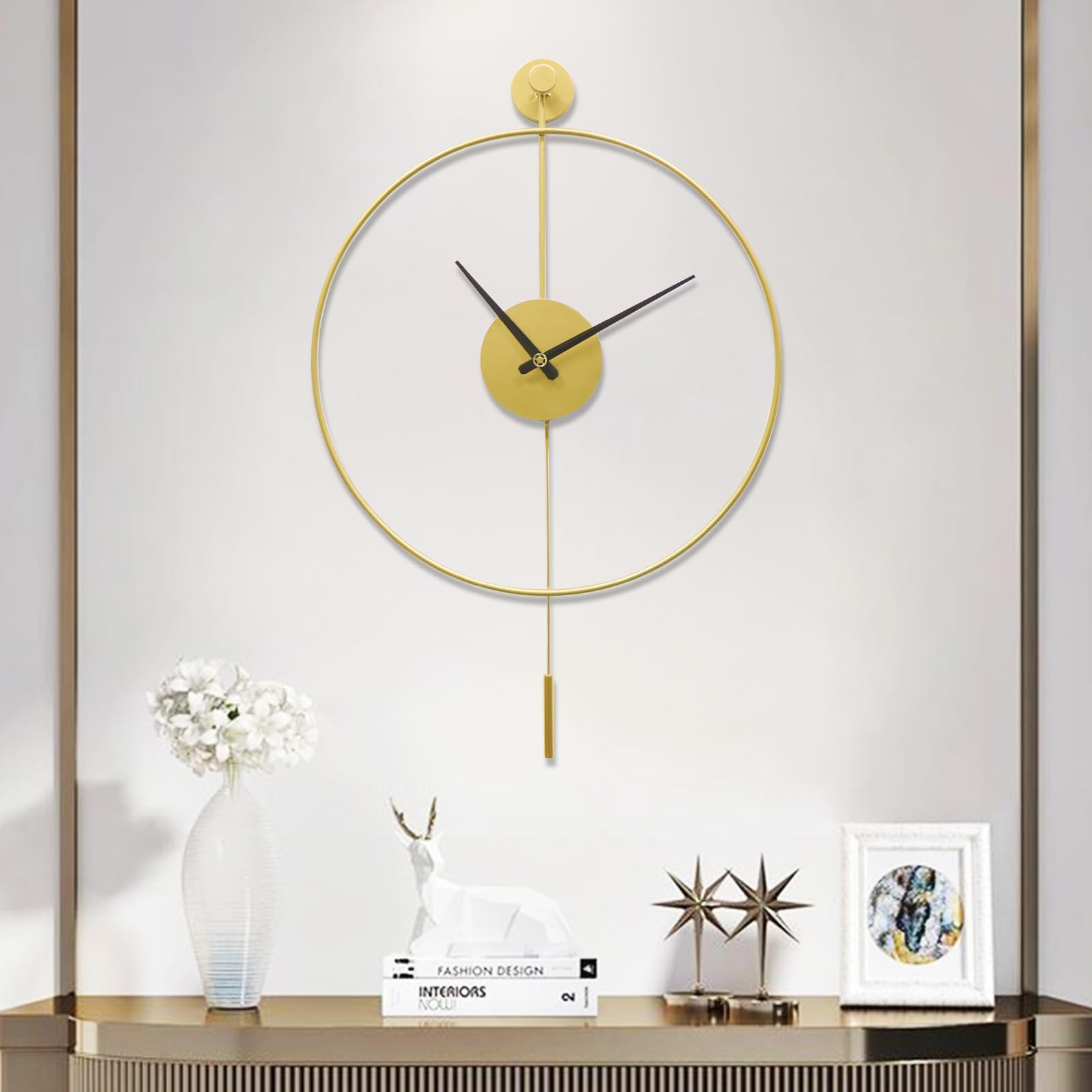 Jolof Store 20 Inch Large Metal Wall Clock – Silent Pendulum Modern Decor