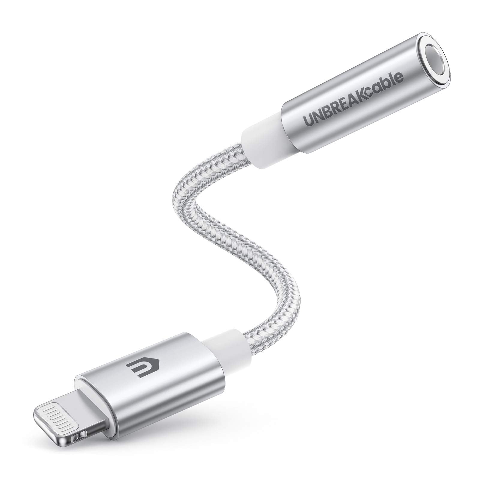 UNBREAKcable MFi Certified Lightning to 3.5mm Headphone Adapter – Silver
