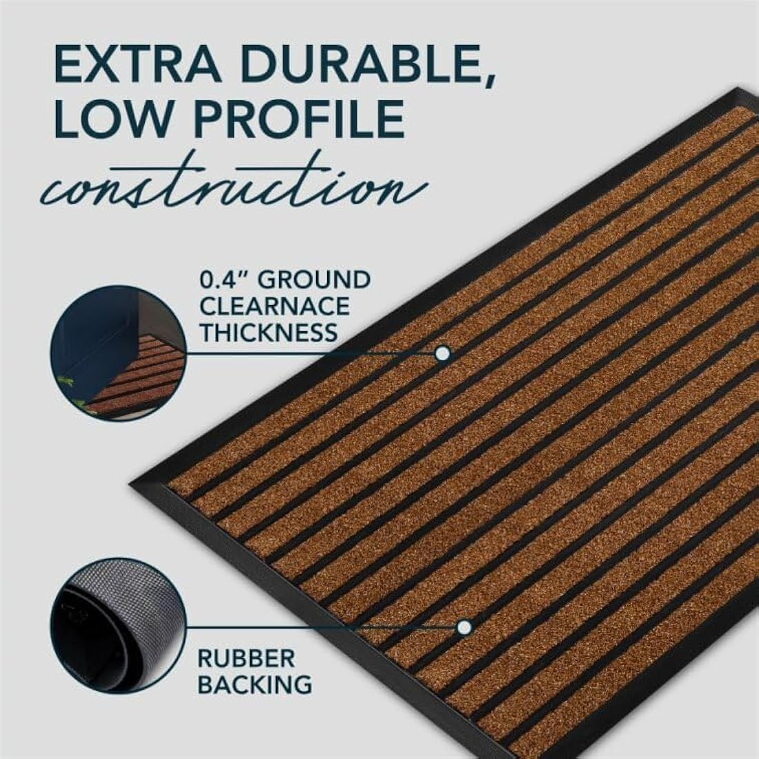 ubdyo Indoor Door Mat – Non-Slip Dirt Trapping Entryway Rug, Bright Brown