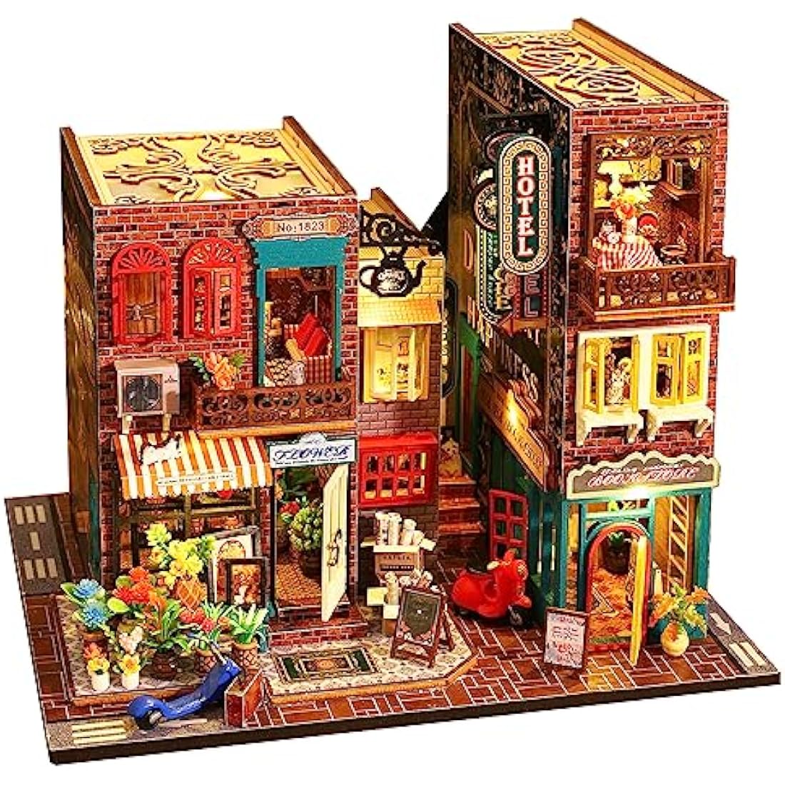 Spilay DIY Miniature Dollhouse Kit - 1:24 Scale Wooden House with Dust Cover