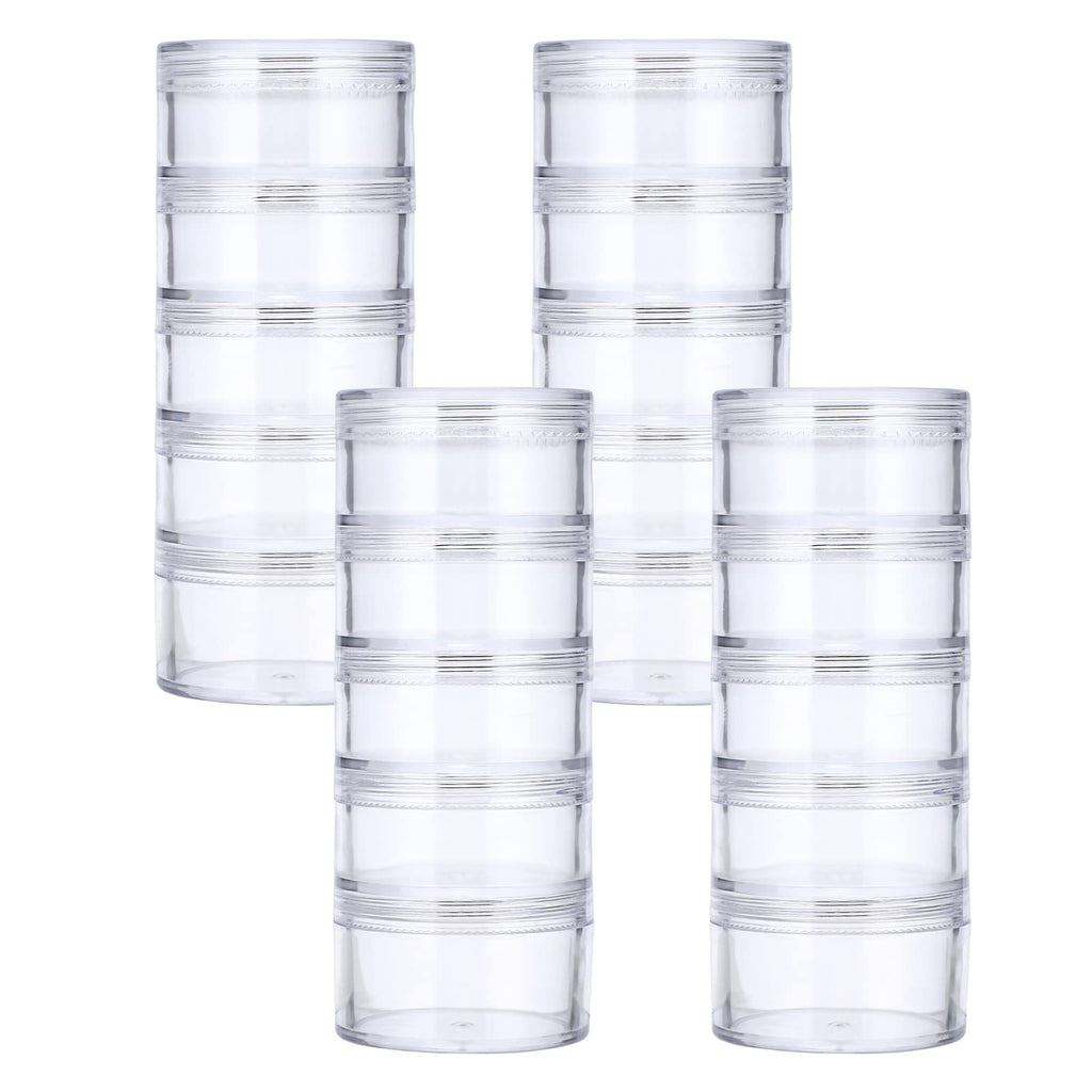 SUMTree 4 Packs 5 Slot Clear Plastic Round Storage Jars, Mini Jars, Large - image 1