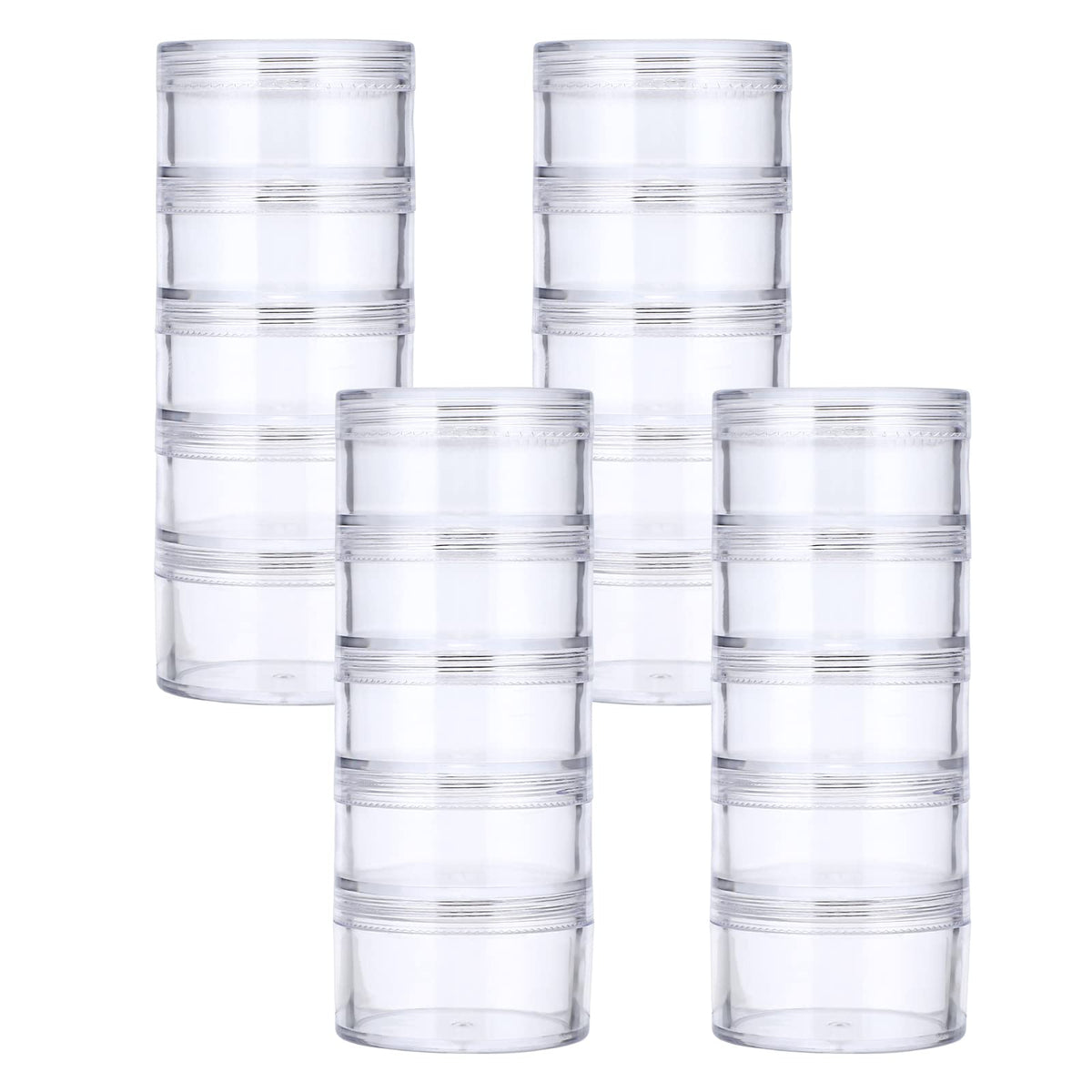 SUMTree 4 Packs 5 Slot Clear Plastic Round Storage Jars, Mini Jars, Large - image 1