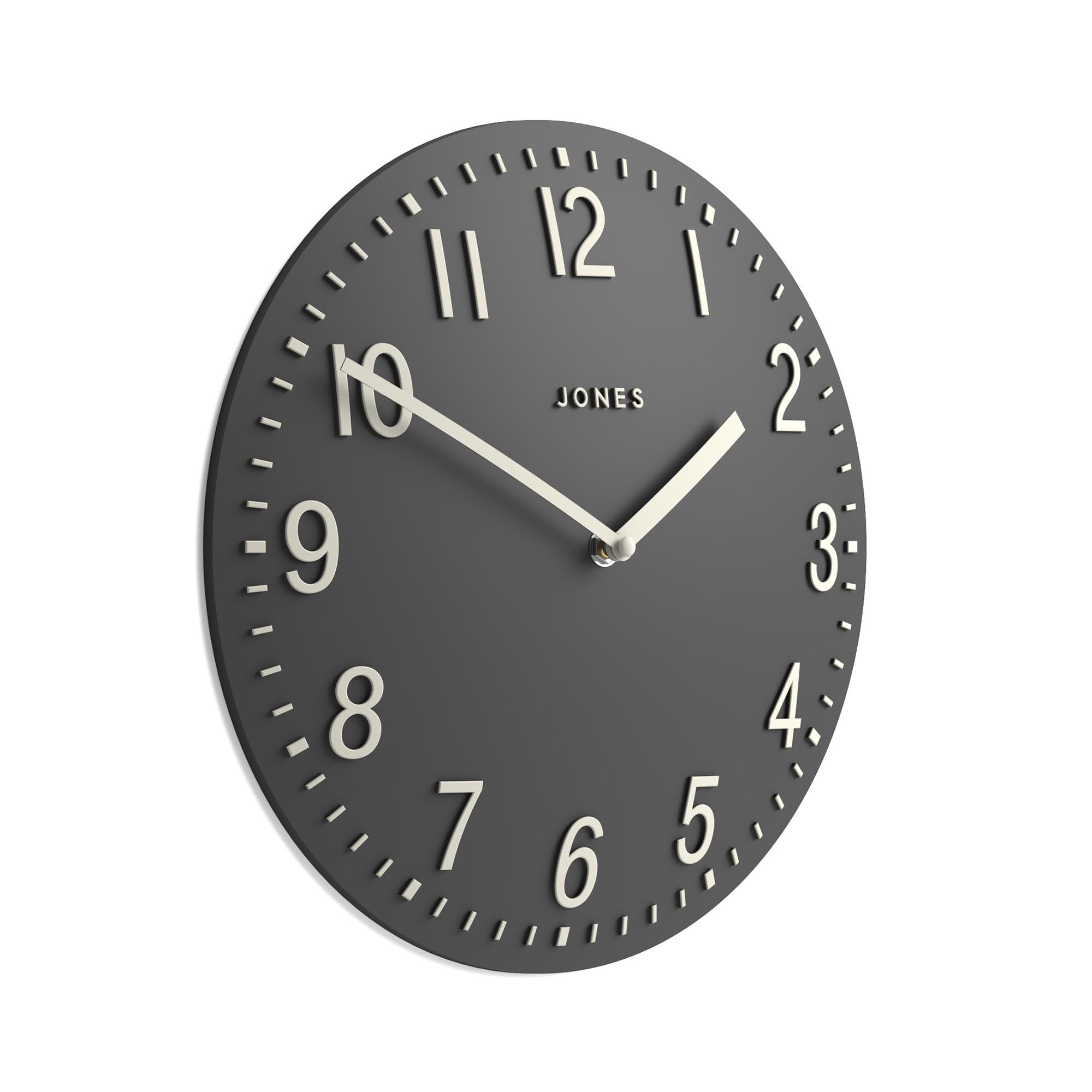 Jones Clocks Chilli Modern Wall Clock – 30cm Dark Grey Acrylic