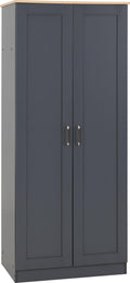 Seconique Portland 2 Door Wardrobe – Grey & Oak Effect Storage