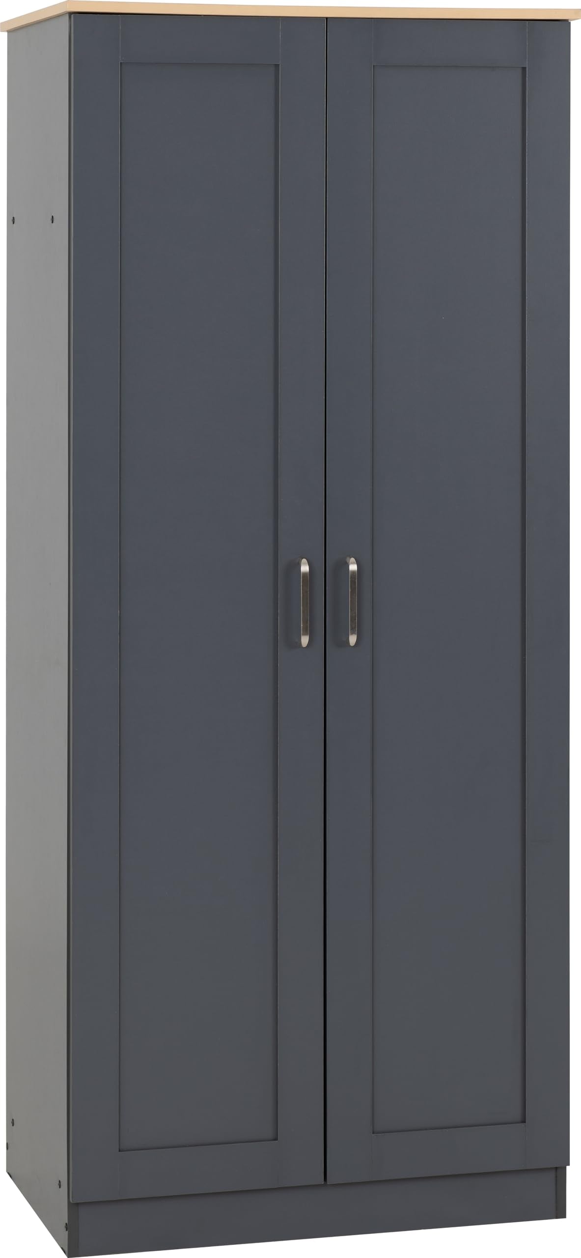 Seconique Portland 2 Door Wardrobe – Grey & Oak Effect Storage