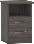 Seconique Nevada 2 Drawer Bedside Table - Black Wood Grain Finish