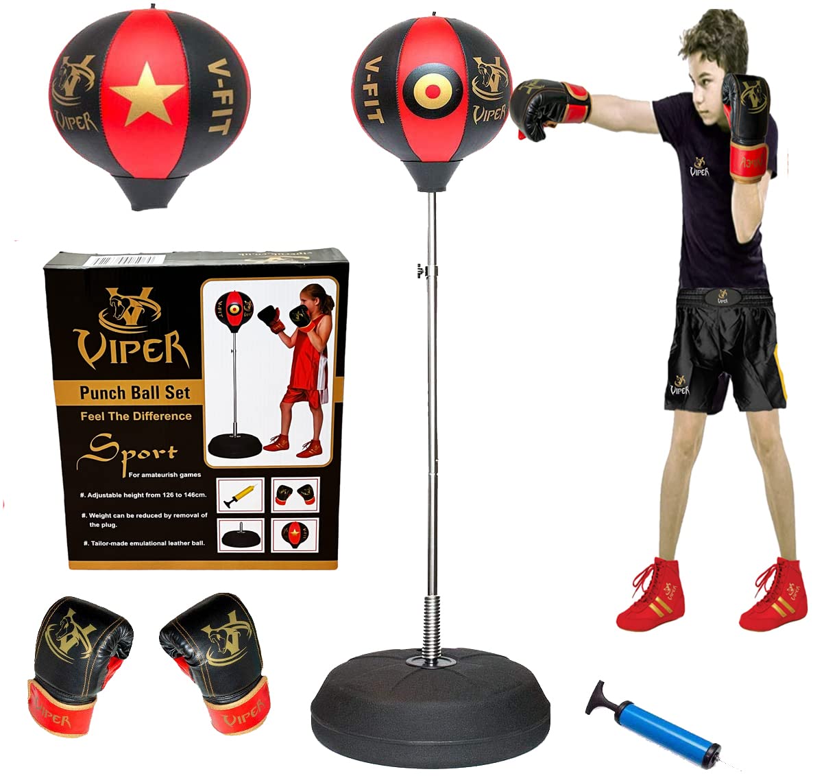 Viper Kids Free Standing Punching Bag Set | Adjustable Height 4FT
