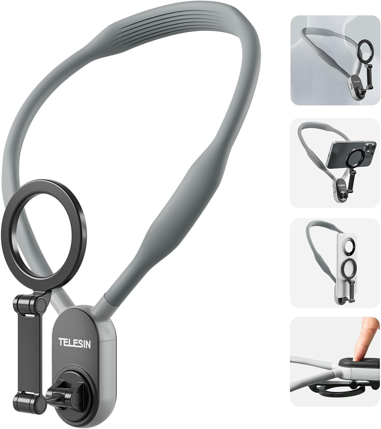 TELESIN Magnetic Neck Mount – Hands-Free POV Phone Holder for Vlogging
