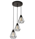Timi Home Industrial 3-Light Pendant Light | Black Metal Cage Shade