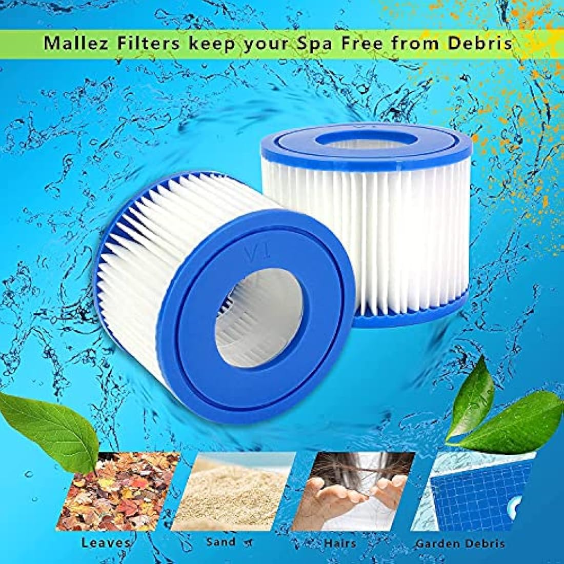 Mallez Size VI Hot Tub Filter Cartridge for Bestway Lay-Z-Spa Models