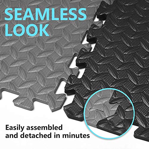 REALIKE Interlocking EVA Foam Exercise Mats | 12 Grey Gym Floor Tiles
