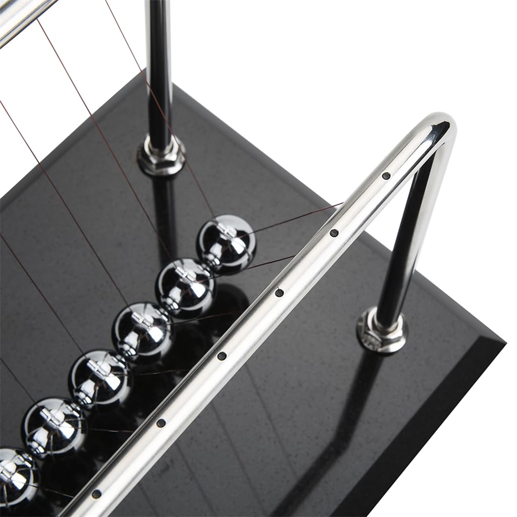 CERROPI 7 Ball Newton's Cradle - 11 Inch Physics Desk Toy, Marble Base