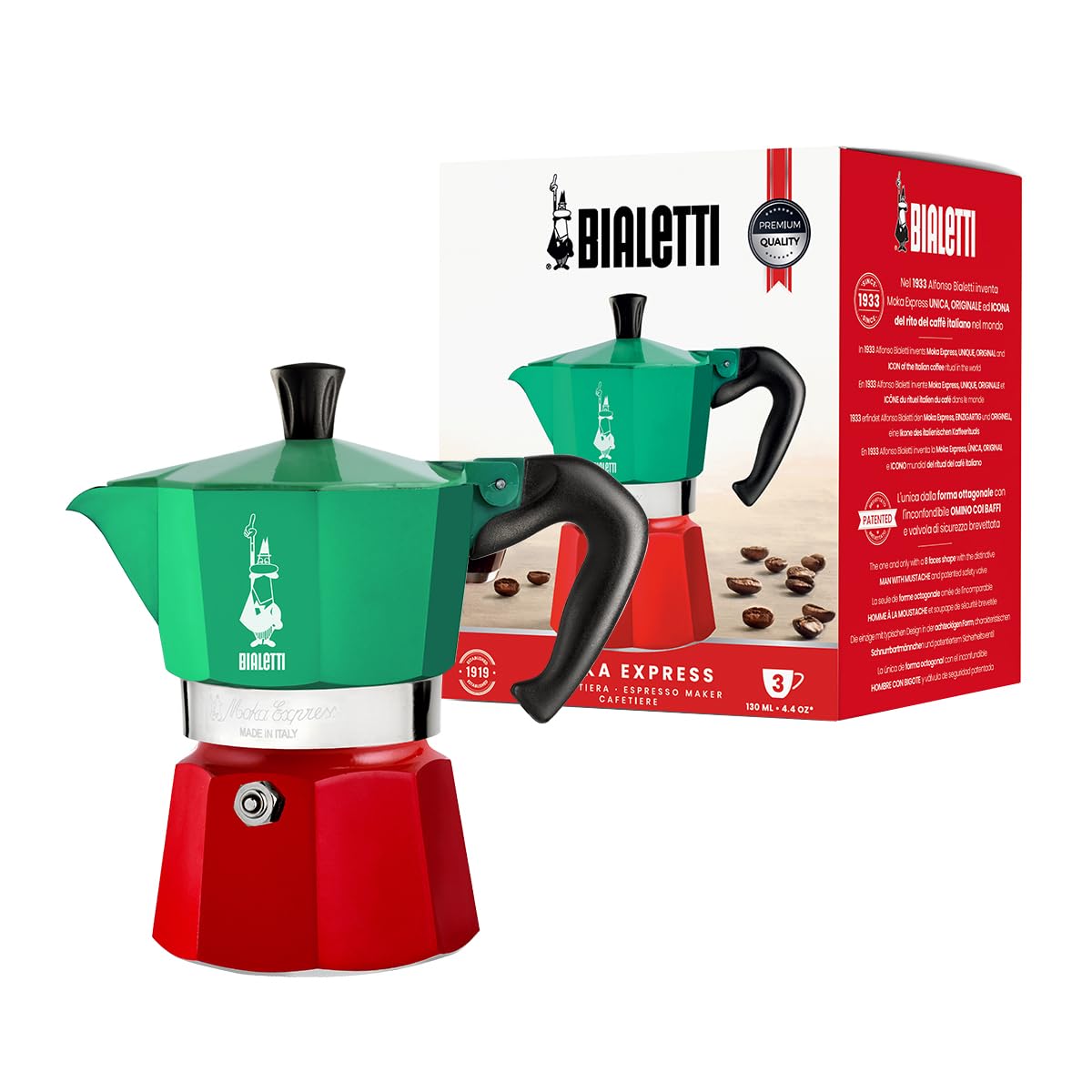 Bialetti Moka Express Italia 3-Cup Stovetop Espresso Maker - Aluminum