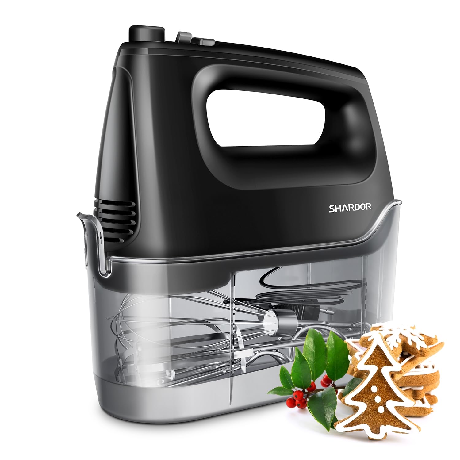 SHARDOR Electric Hand Mixer – 400W 6-Speed Whisk with Storage Case