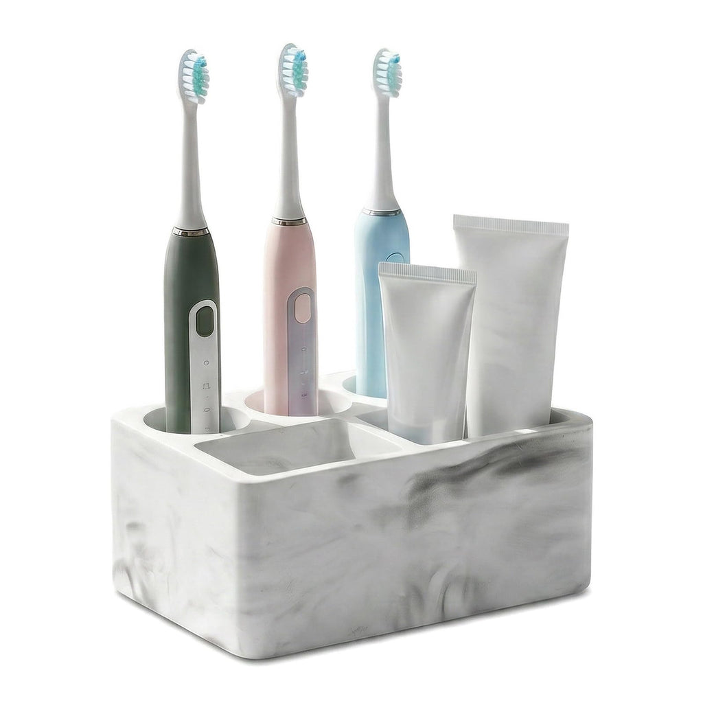 Zipplunk Diatomite Toothbrush Holder, Toothpaste Holder Marble White