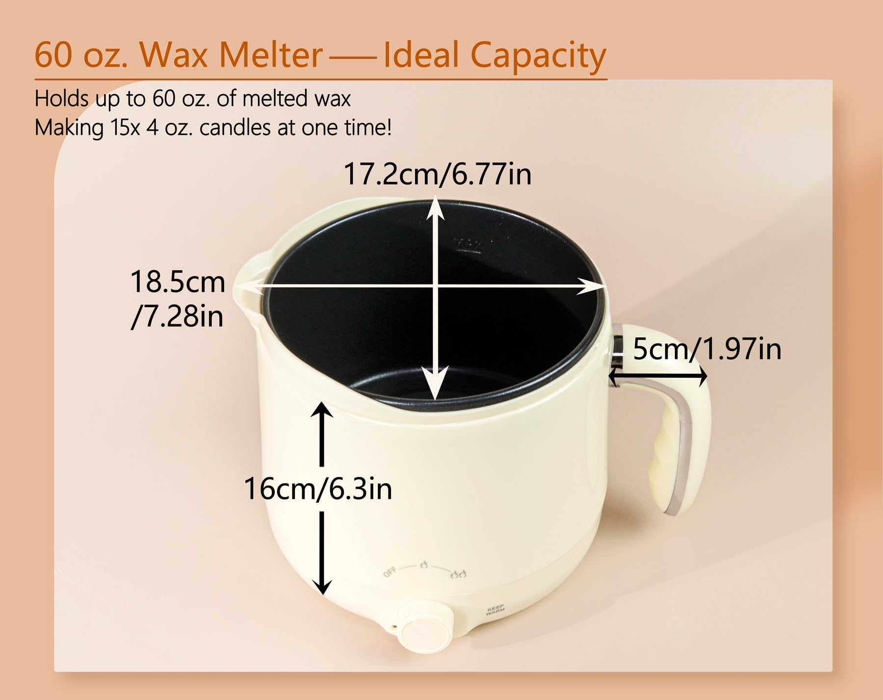 Jolof Store 1.8L Electric Wax Melter Kit for Candle Making - 60oz Capacity