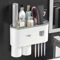 Wall Mounted Toothbrush Holder with Toothpaste Dispenser