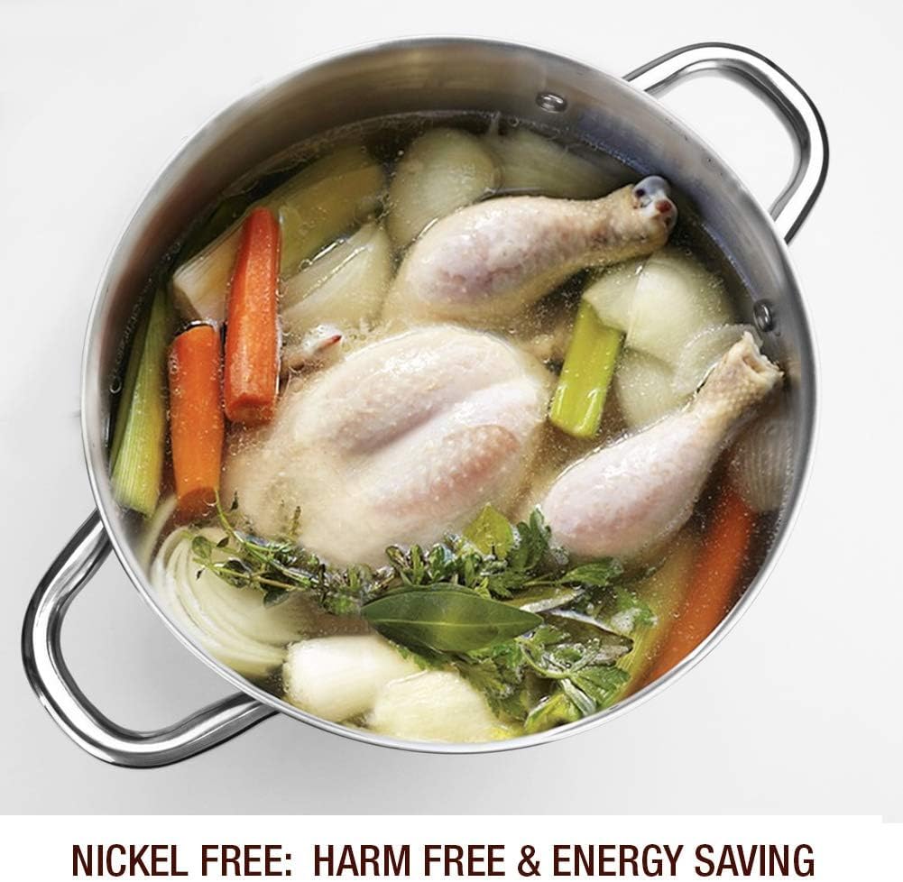 HOMICHEF Nickel Free Stainless Steel Stock Pot with Lid - 7.6L / 8 Quart