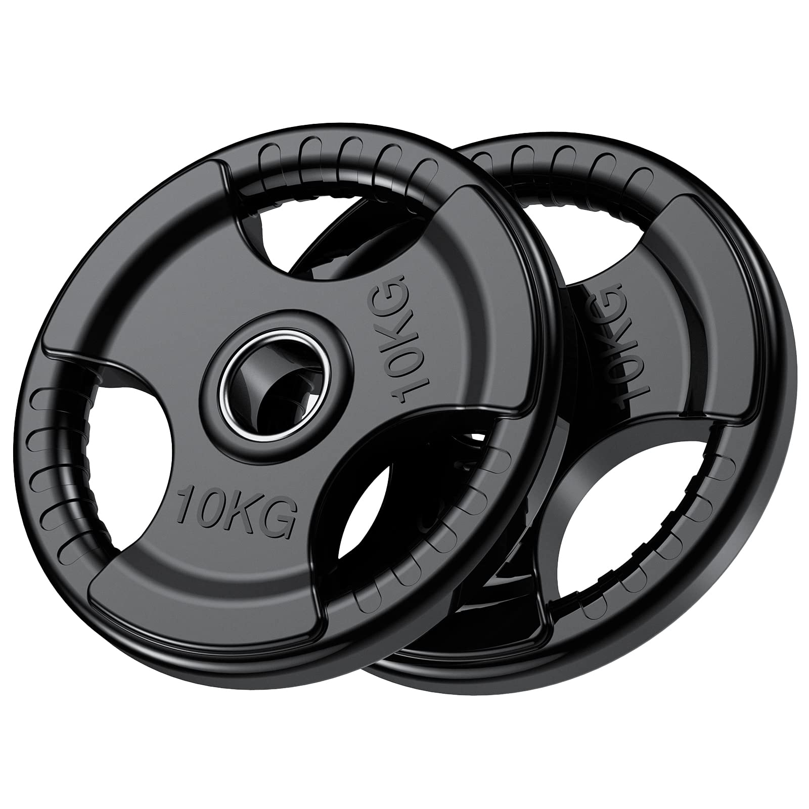 PhysKcal Olympic Weight Plates 10kg Pair | Rubber Coated Tri-Grip Discs