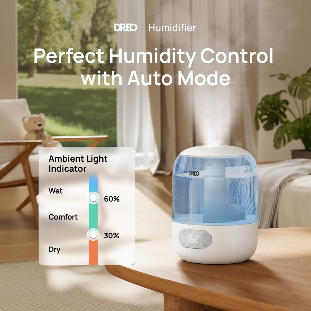 Dreo Cool Mist Ultrasonic Humidifier – 3L Quiet Bedroom Diffuser
