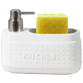 Ceramic Dish Soap Dispenser with Sponge Holder – 600ml White