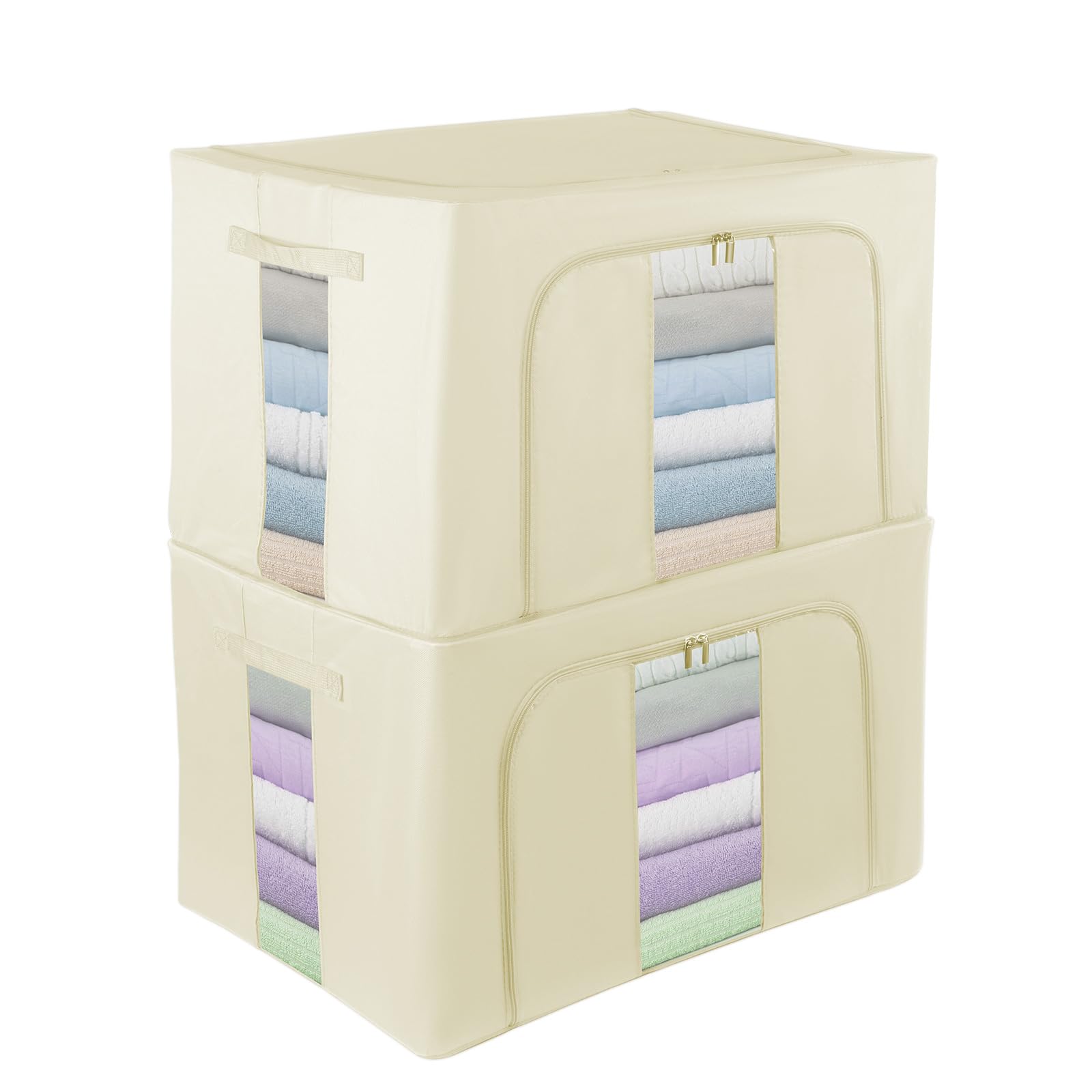 Jolof Store 2-Pack Stackable Closet Organizers – Foldable Oxford Storage Bins