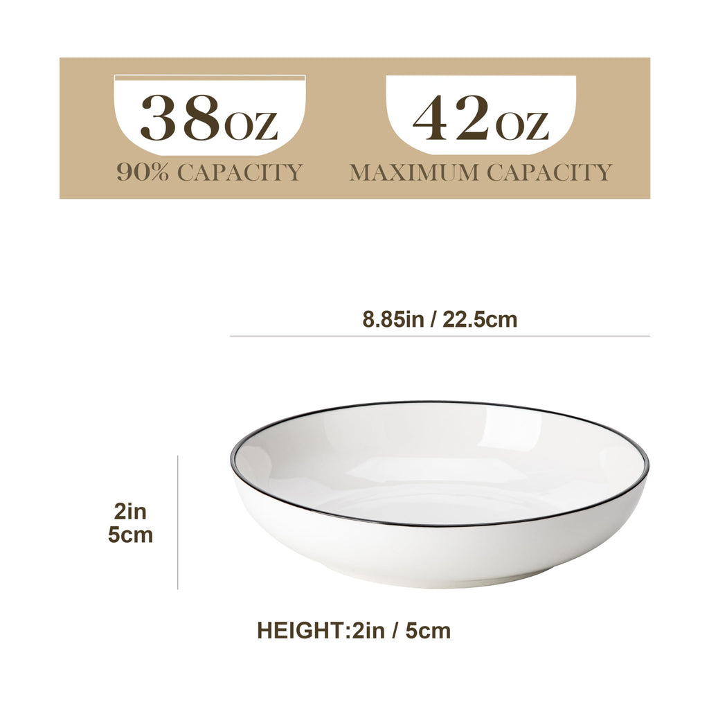 MALACASA Large Pasta Bowls Set of 6 – 42oz White Ceramic Serving Bowls