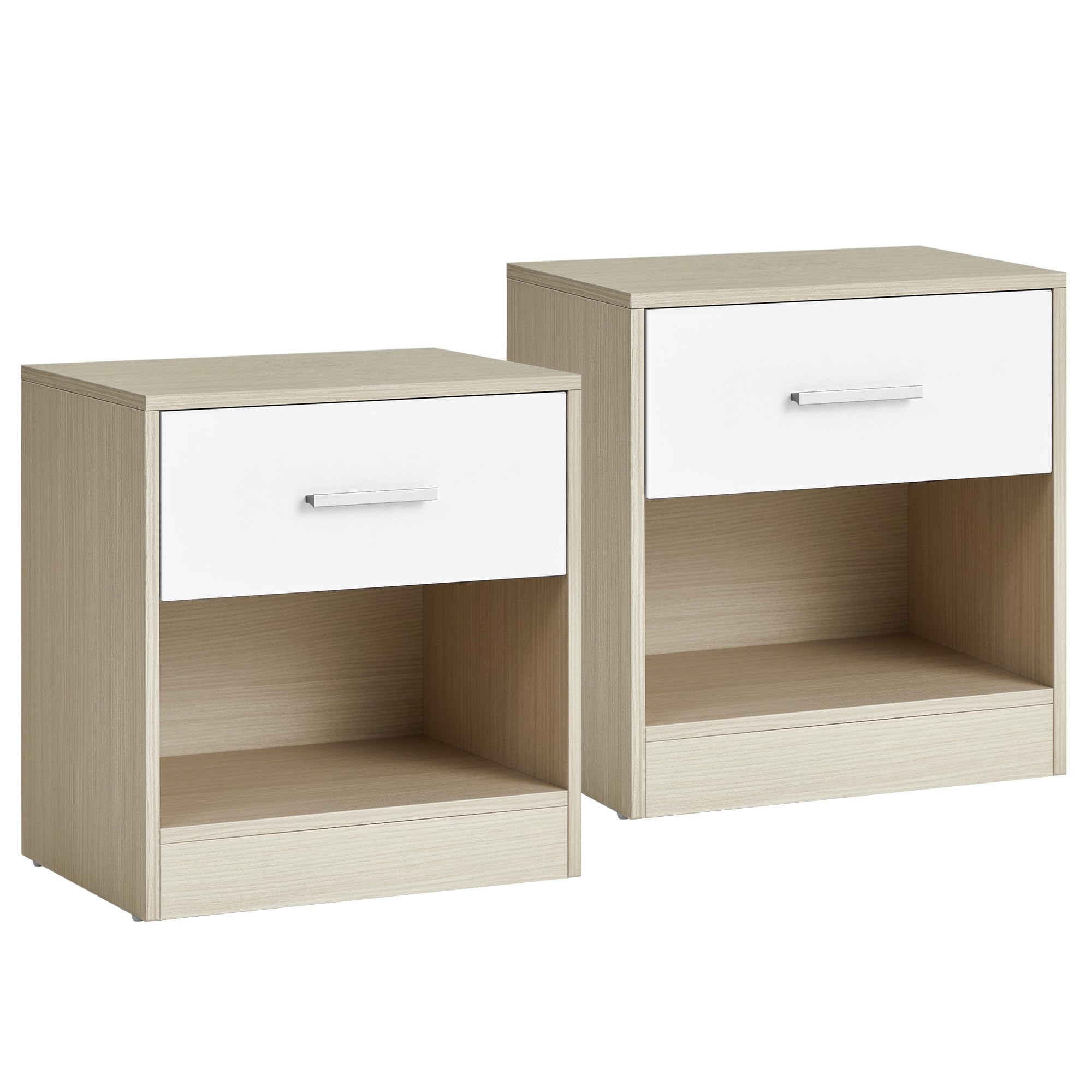 VASAGLE Bamboo Bedside Tables, Set of 2 – Modern Nightstands with Drawers