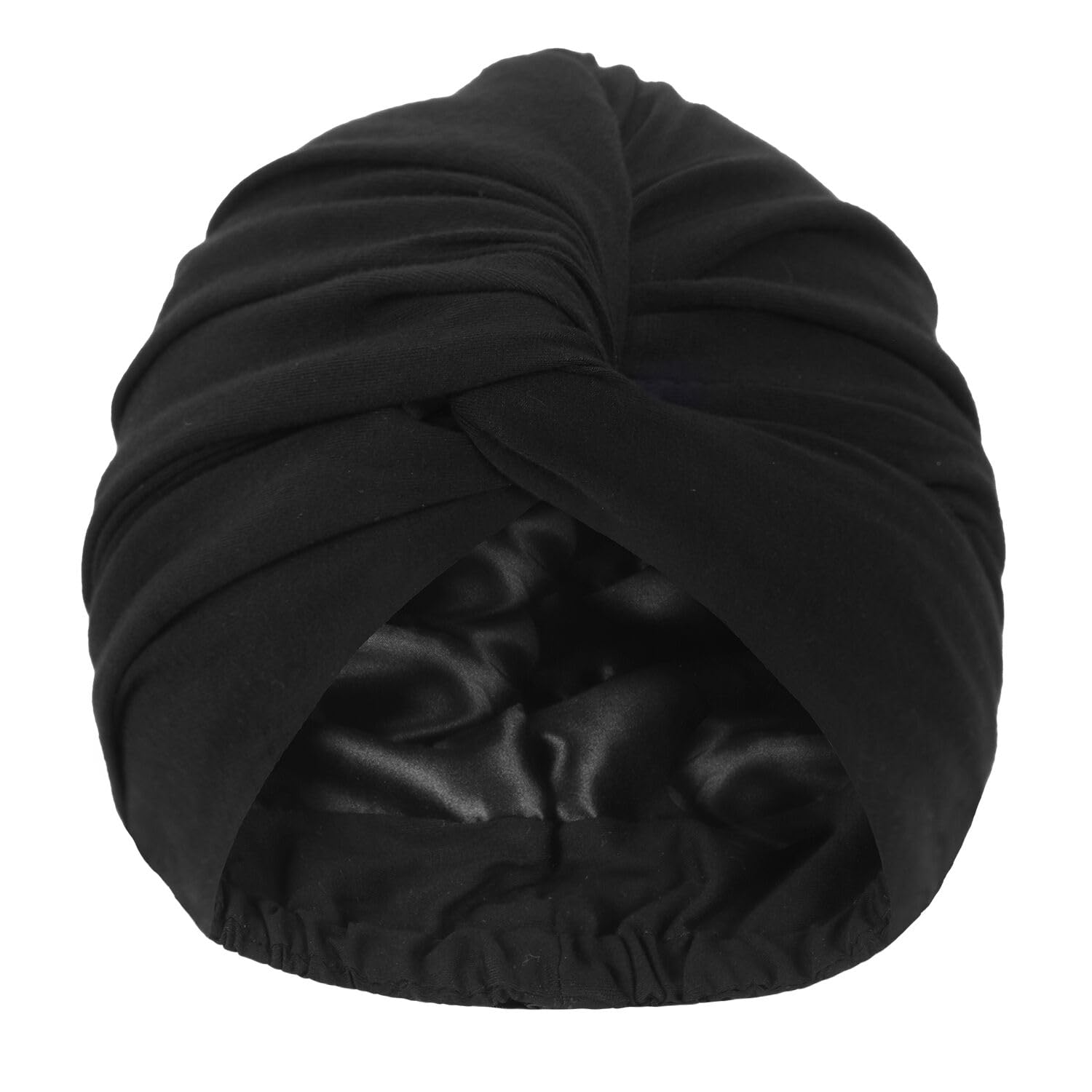 Hat Hut Satin Turban for Women | Adjustable Silk Sleep Bonnet - Black