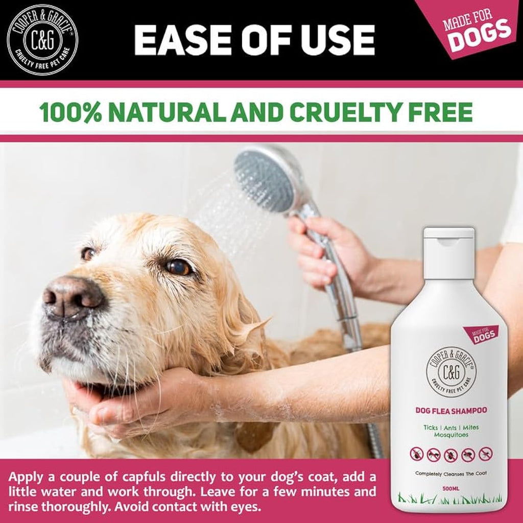 Cooper and Gracie Dog Flea & Tick Shampoo – Medicated 500ml Cleanser