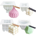Jolof Store 4PCS Bubble Silicone Candle Moulds for Resin and Soap Making