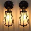 Chrasy Industrial Wall Sconce – Adjustable Metal Wire Cage Lamp, 2 Pack