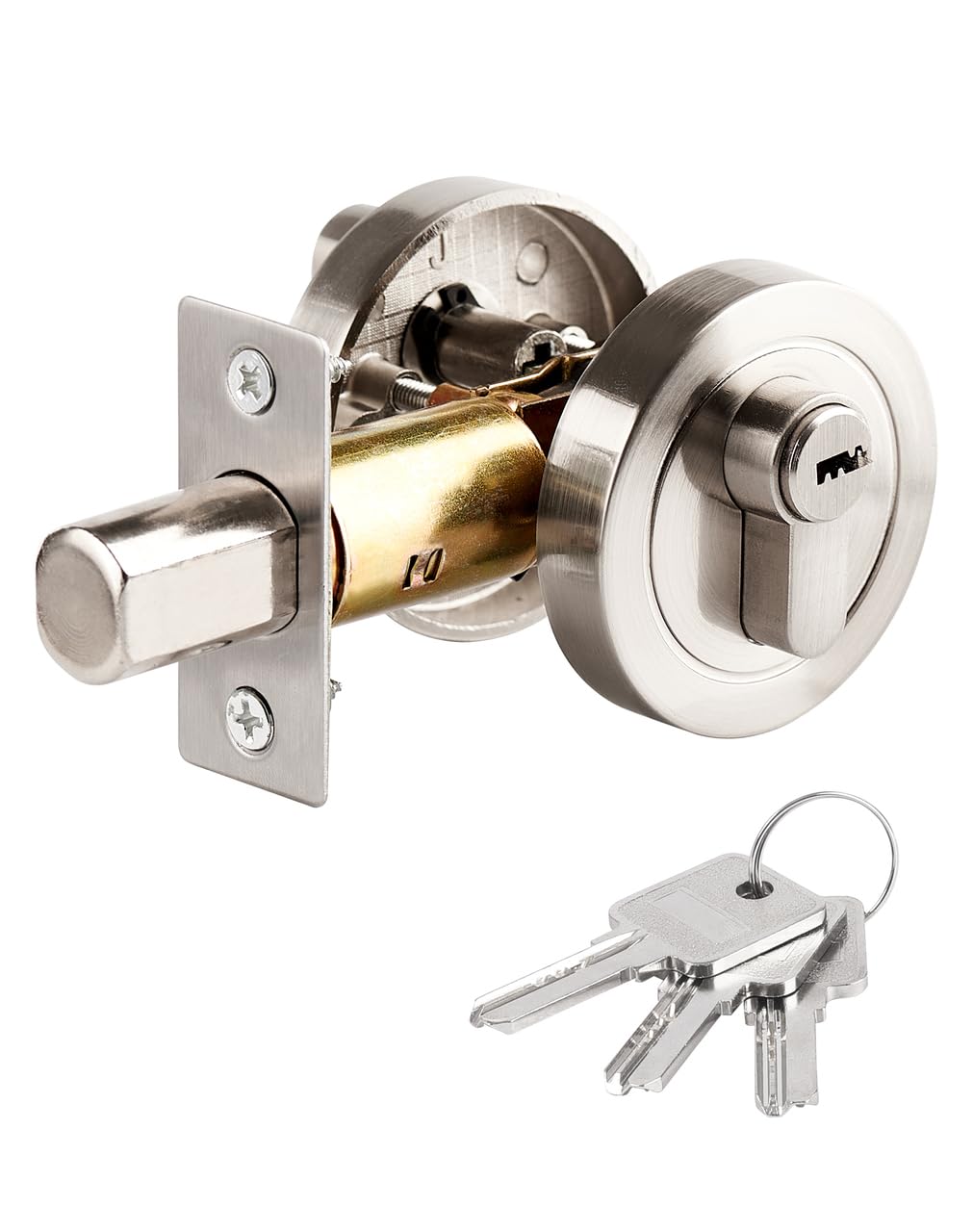 LUNEKUCK Single Cylinder Deadbolt – Zinc Alloy Round Security Door Lock