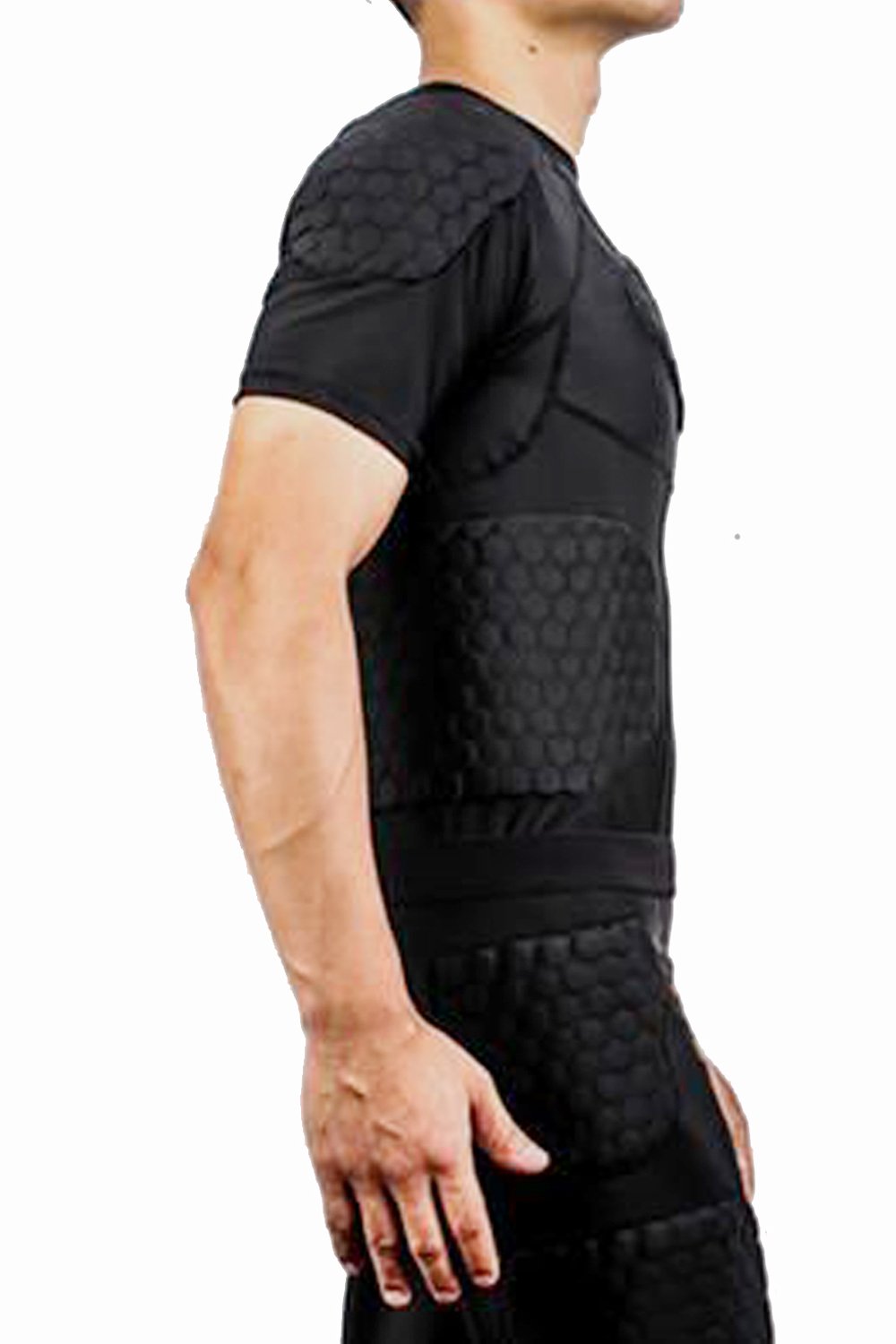 DGYAO Men's Padded Compression Shirt | Rugby Chest & Rib Protector