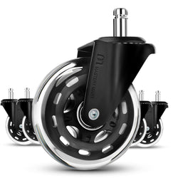 Mastery Mart Office Chair Wheels Replacement- 11x22mm Rubber Office Chair Castors, Smooth & Silent on Hardwood & Carpet - image 1