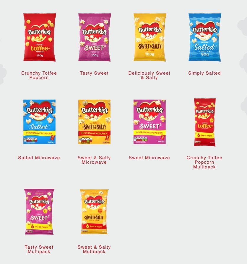 Butterkist Crunchy Toffee Popcorn – 12 x 6x20g Multipack Case
