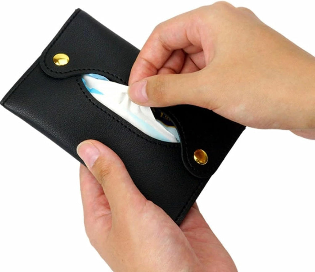 2Pcs Tissue Holder - Tissues Holder | Travel Pouch for Tissue | Pocket Papers Towel | Tissue Bag Holder | Paper Towel Pu Leather Case