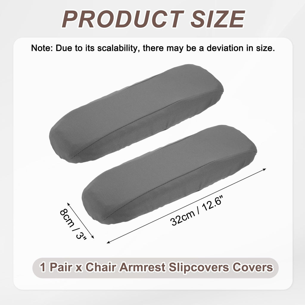 sourcing map Chair Armrest Slipcovers Covers, 32 x 8cm Polyester Removable Seat Hand Rest Protector for Office Chairs Desk ChairGray