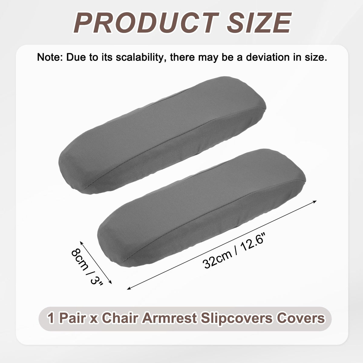 sourcing map Chair Armrest Slipcovers Covers, 32 x 8cm Polyester Removable Seat Hand Rest Protector for Office Chairs Desk ChairGray