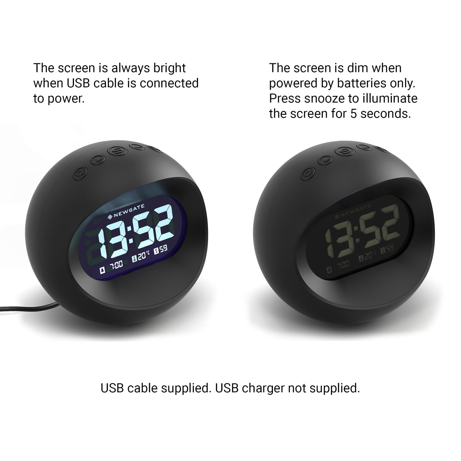 Newgate Center of The Earth Digital Alarm Clock | LCD Acrylic Desk Clock