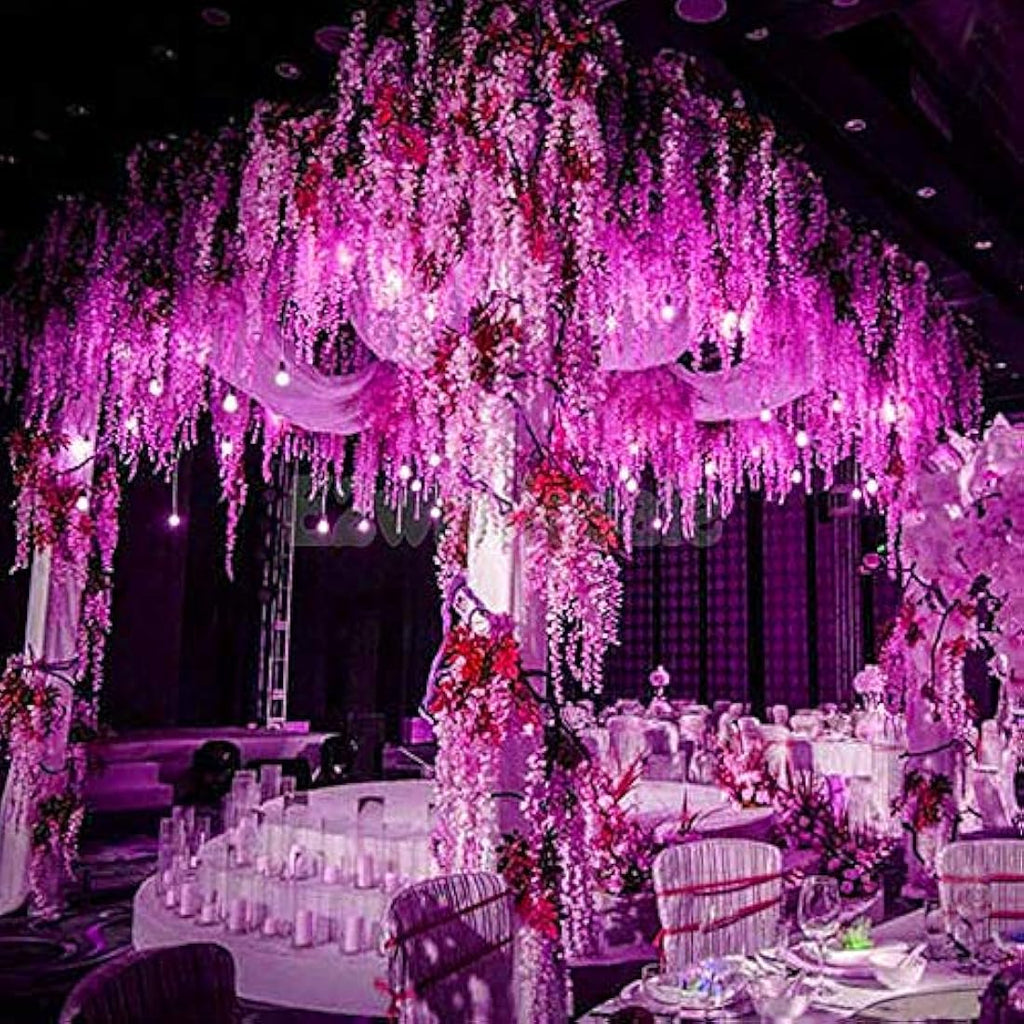 Veryhome 12-Piece Artificial Wisteria Vine Silk Flowers for Wedding Decor